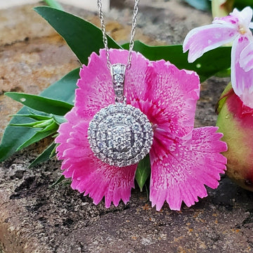 14k White Gold .50 CTW Round Diamond Circle Pendant DPD-26745